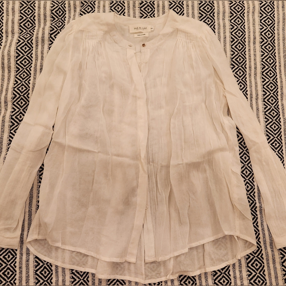White Long Sleeve Blouse Indi & Cold